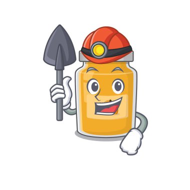 Akıllı Miner kayısı çizgi film karakteri tasarımı. Vektör illüstrasyonu