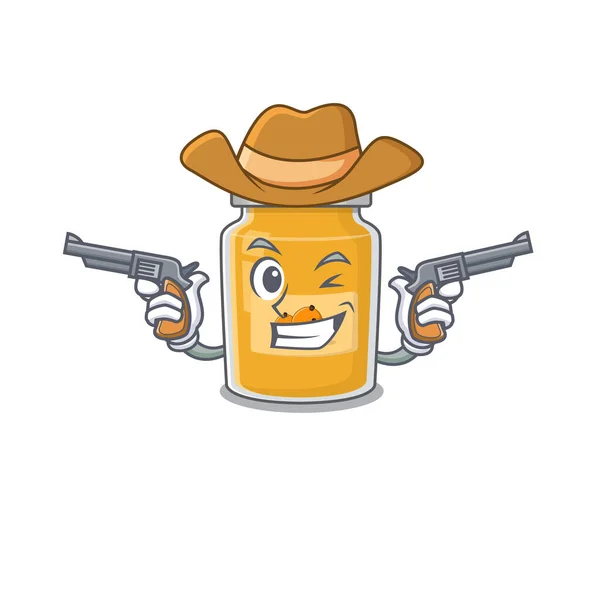 Appricot Cowboy Cartoon Konzept Mit Waffen Vektorillustration — Stockvektor