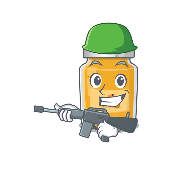 Cute Picture Appricot Army Machine Gun Vector Illustration — Stock Vector