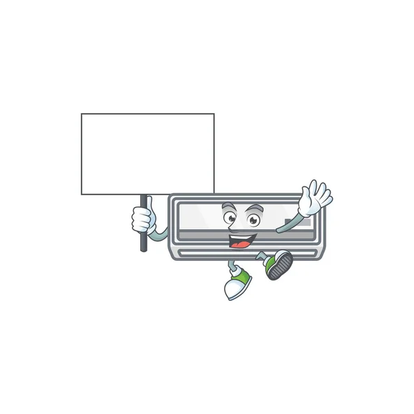 Ein Bild Von Klimaanlage Cartoon Figur Mit Brett Vektorillustration — Stockvektor