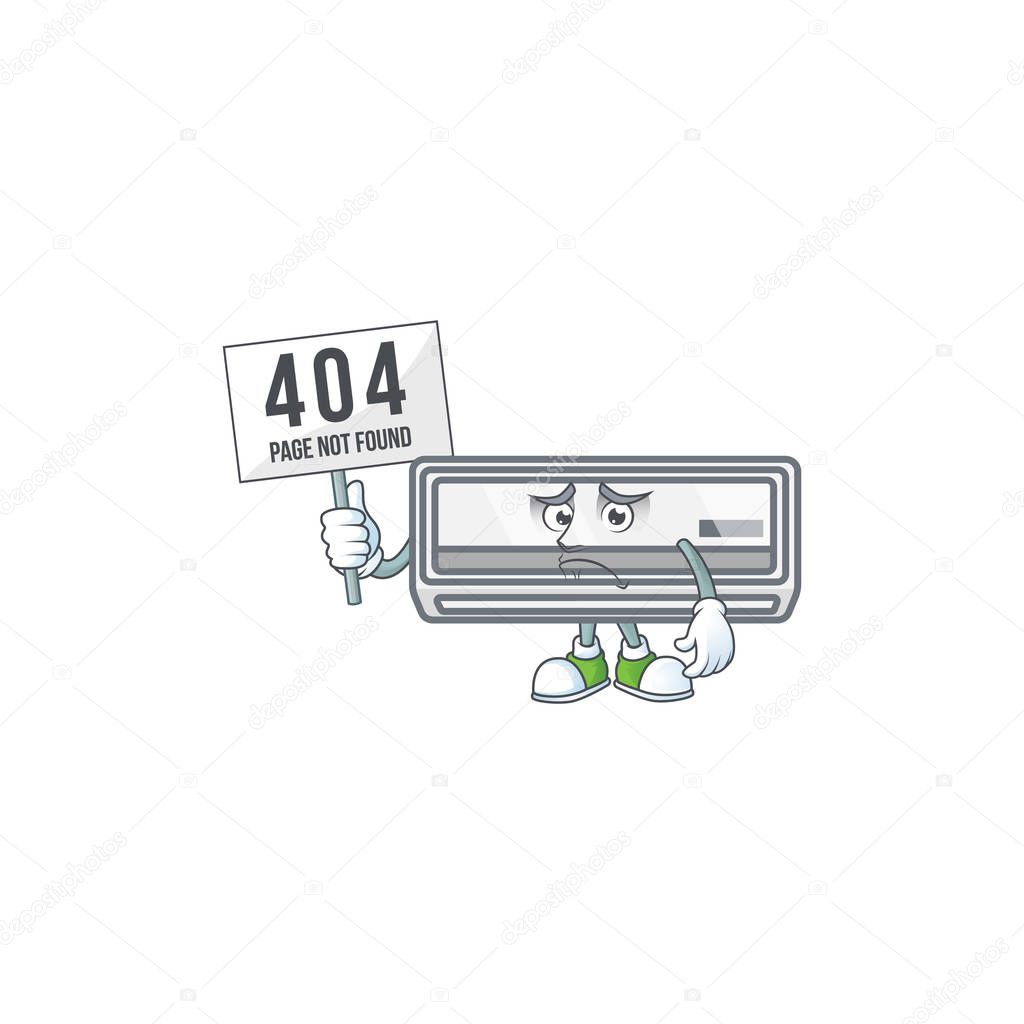 cheerless face air conditioner mascot style design raised up a board. Vector illustration