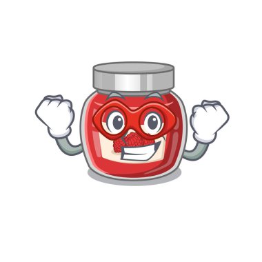 Süper kahraman olarak sahnelenen ahududu reçeli çizgi film konsepti. Vektör illüstrasyonu