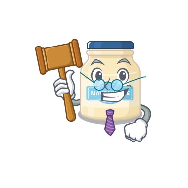 Maskot karakter tarzında akıllı yargıç mayonezi. Vektör illüstrasyonu