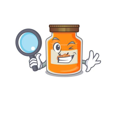 Zarif ve akıllı şeftali reçeli dedektif çizgi film tasarımı konsepti. Vektör illüstrasyonu