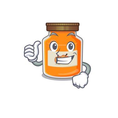 Komik şeftali reçeli parmak kaldırma hareketi. Vektör illüstrasyonu