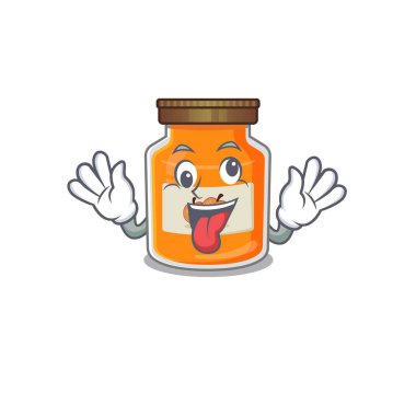 Tatlı, sinsi, çılgın suratlı çizgi film karakteri. Vektör illüstrasyonu