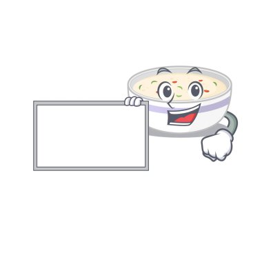 Buharda pişirilmiş yumurta tasarımı konseptinin çizgi film karakteri bir tahta getirir. Vektör illüstrasyonu