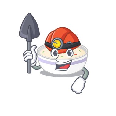 Akıllı Miner yumurta buğulama çizgi film karakteri tasarımı. Vektör illüstrasyonu