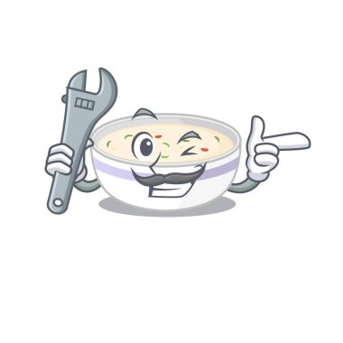 Akıllı mekanik yumurta buğulama çizgi film karakteri tasarımı. Vektör illüstrasyonu