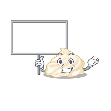 Krem şantili maskot tasarımının güzel bir resmi. Vektör illüstrasyonu