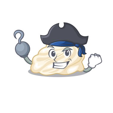 Şirin krem şanti maskotu tasarımı ve şapkası var. Vektör illüstrasyonu