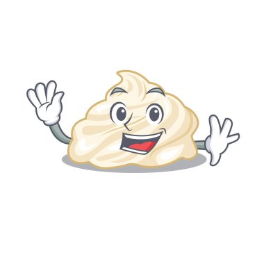 Dost canlısı krem şanti maskotu tasarımı. Vektör illüstrasyonu