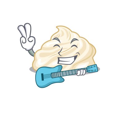 Gitar çalan bir krem şanti resmi. Vektör illüstrasyonu