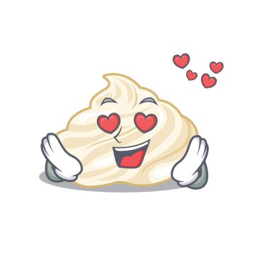 Romantik aşık olma krem şanti çizgi film karakteri konsepti. Vektör illüstrasyonu