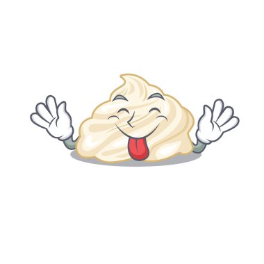 Komik krem şanti maskotu tasarımı. Vektör illüstrasyonu