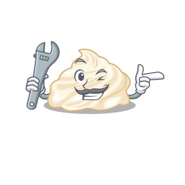 Akıllı mekanik krem şanti çizgi film karakteri tasarımı. Vektör illüstrasyonu