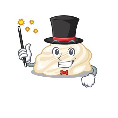 Bir sihirbaz olarak çırpılmış krema performansının resmi. Vektör illüstrasyonu