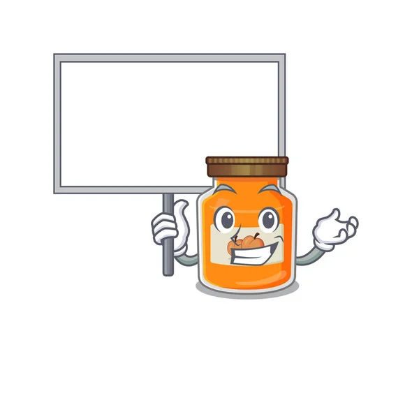 Cute Picture Peach Jam Mascot Design Board Vector Illustration — Stock Vector