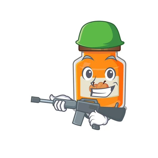 Cute Picture Peach Jam Army Machine Gun Vector Illustration — Stock Vector