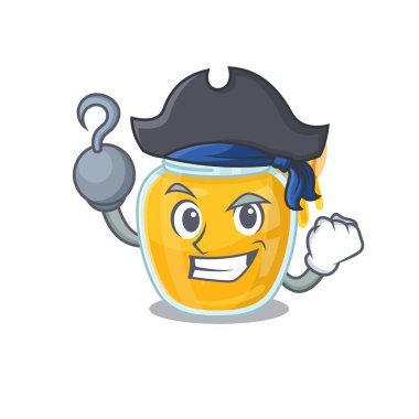 Şapkalı şirin bal maskotu tasarımı. Vektör illüstrasyonu