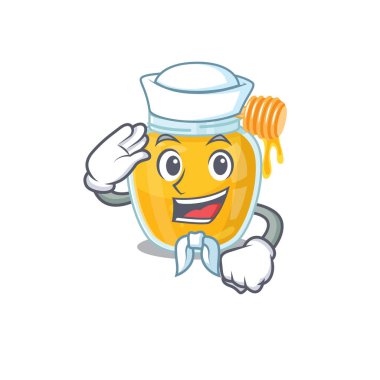 Şapka takan denizci kavramında bal çizgi filmi. Vektör illüstrasyonu