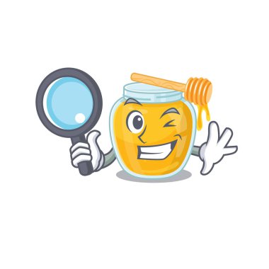 Zarif ve zeki bal dedektifi çizgi film tasarımı konsepti. Vektör illüstrasyonu