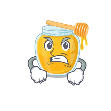 Bal çizgi film karakteri gibi sinirli bir yüzü var. Vektör illüstrasyonu