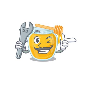 Çizgi film karakteri tasarımında akıllı tamirci balı. Vektör illüstrasyonu