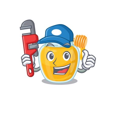 Tesisatçı olarak çalışan bir bal resmi. Vektör illüstrasyonu