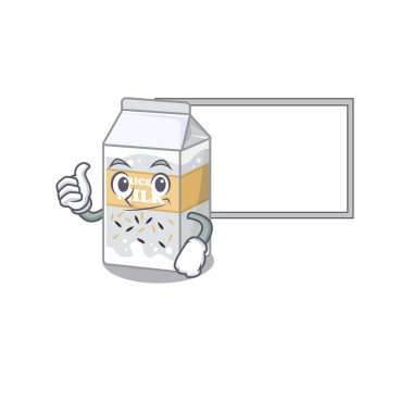 Pirinç sütlü karikatür tasarımının tahtası var. Vektör illüstrasyonu