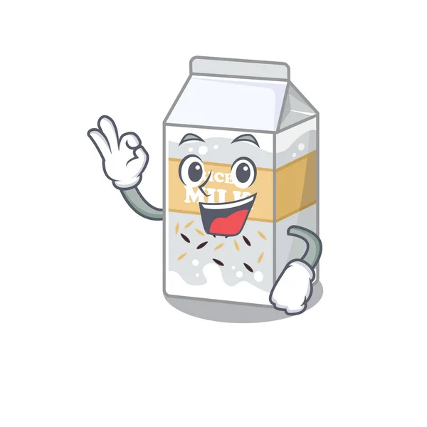 Ein Lustiges Bild Von Reismilch Die Eine Okay Geste Macht — Stockvektor