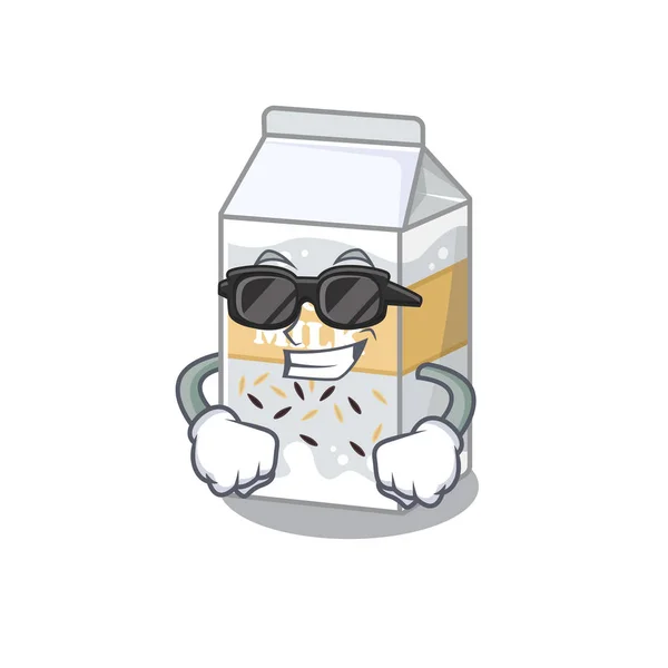 Super Cool Rice Milk Character Wearing Black Glasses Vector Illustration — Stock Vector