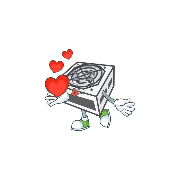 Eine Süße Netzteil Weiße Farbe Cartoon Figur Hält Ein Herz — Stockvektor