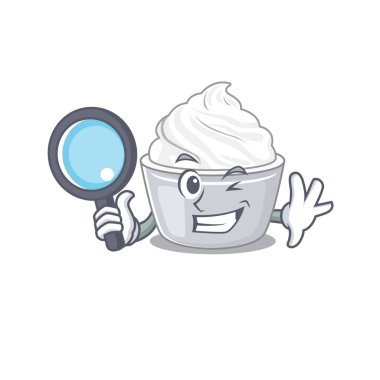 Zarif ve akıllı ekşi kremalı dedektif çizgi film tasarımı konsepti. Vektör illüstrasyonu