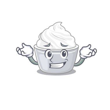 Şirin, ekşi krema maskotu çizgi film stili. Vektör illüstrasyonu