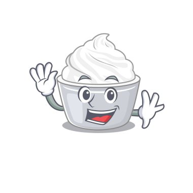 Dost canlısı ekşi krema maskotu tasarımı. Vektör illüstrasyonu