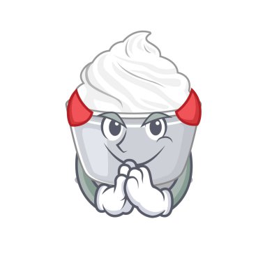 Şeytan ekşi kremalı çizgi film karakteri tasarımı. Vektör illüstrasyonu