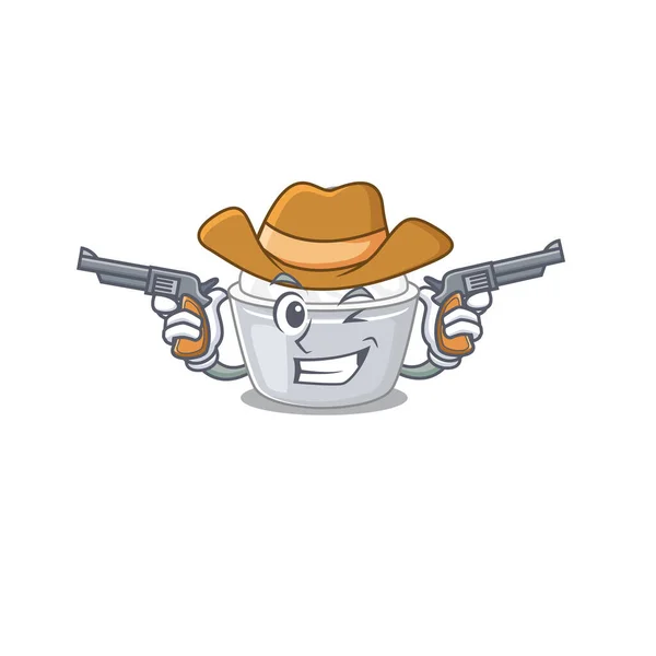 Gräddfil Cowboy Tecknad Koncept Med Vapen Vektorillustration — Stock vektor