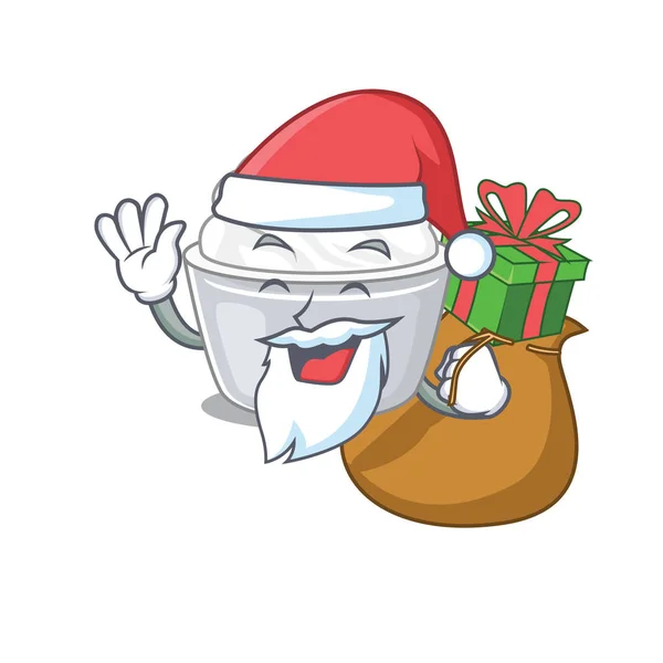 Santa Sour Cream Cartoon Character Design Ayant Une Boîte Cadeaux — Image vectorielle