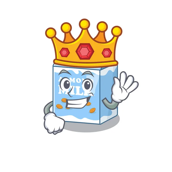 Cartoon Mascot Design Almond Milk Performed King Stage Vector Illustration — Stock Vector