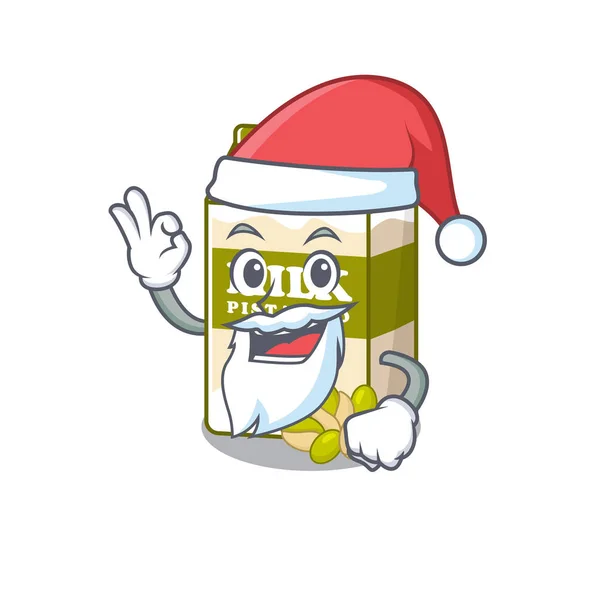 Pistachio Milk Santa Cartoon Character Style Finger Vector Illustration — Stock Vector