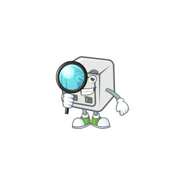 Tek gözlü ünlü bir USB güç soketi dedektif çizgi film karakteri tasarımı. Vektör illüstrasyonu