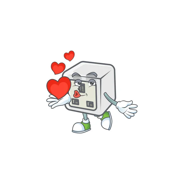 Charakter Kresleného Seriálu Usb Zásuvkou Který Drží Srdce Vektorová Ilustrace — Stockový vektor