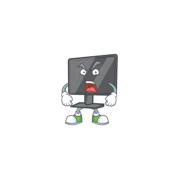 Computer Screen Cartoon Character Design Angry Face Vector Illustration — 图库矢量图片