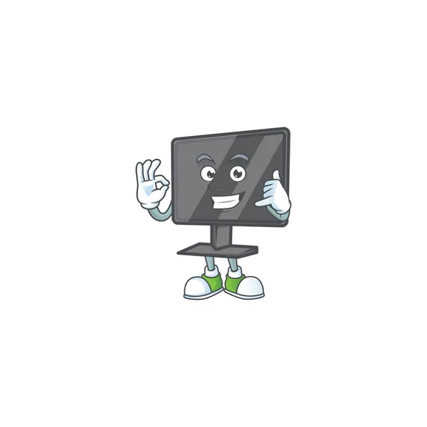 Call Funny Computer Screen Mascot Picture Style Vector Illustration — 图库矢量图片