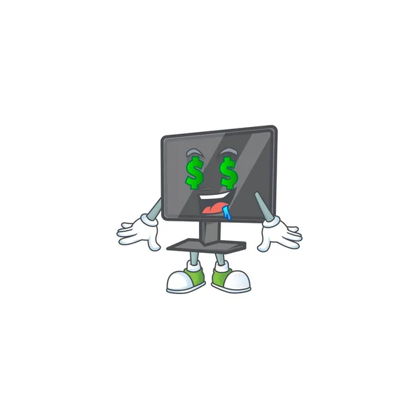 Cartoon Character Style Computer Screen Money Eye Vector Illustration — Stok Vektör