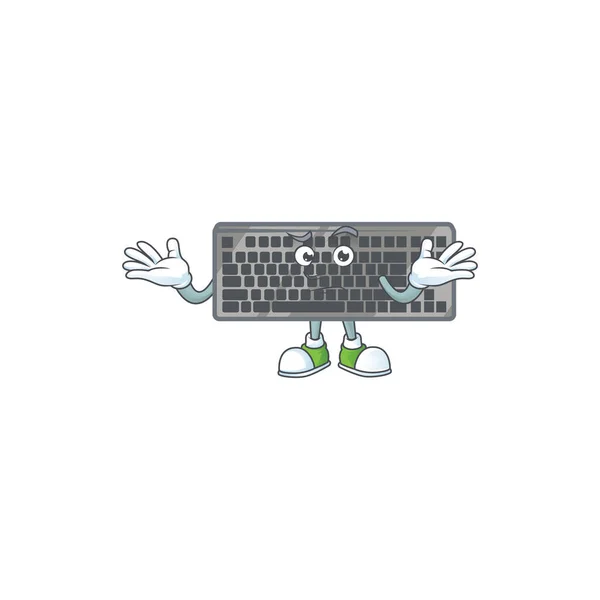 Comical Grinning Black Keyboard Cartoon Design Style Vector Illustration — Stock Vector