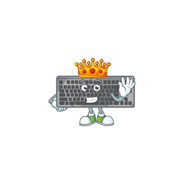 Eine Schillernde Schwarze Tastatur Stilisiert King Auf Cartoon Maskottchen Design — Stockvektor