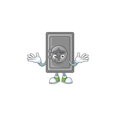 Komik bir sırıtış güvenlik kutusu çizgi film tasarımı tarzında. Vektör illüstrasyonu