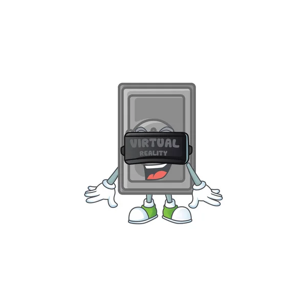 A smart character of security box closed with Virtual reality headset. Vector illustration